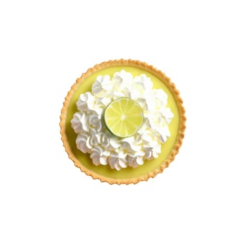 Key lime tart with a crisp shortbread crust smooth lime curd filling and a dollop. close-up food, isolated on transparent background