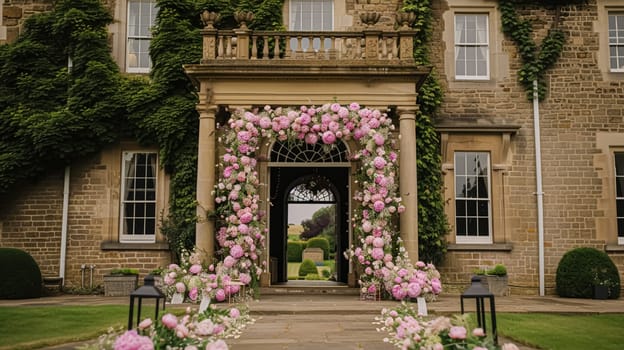 Wedding decoration with peonies, floral decor and event celebration, peony flowers and wedding ceremony in the garden, English country style