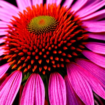 Purple coneflower drooping pale pink petals surrounding spiky orange brown center Echinacea purpurea. Flowers isolated on transparent background.