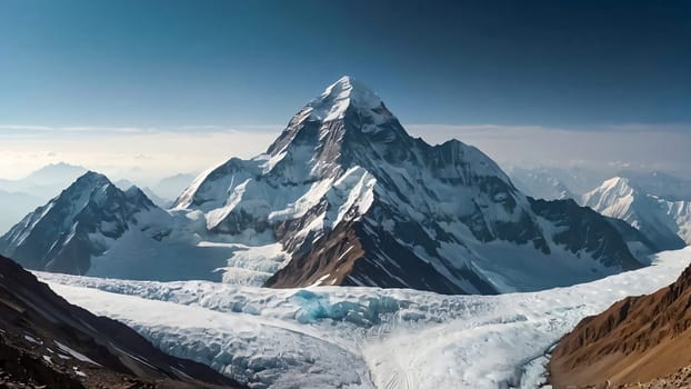 fantastic landscape of Himalayan peaks mountain with snow cap at the top and hills and valley for multimedia content creation