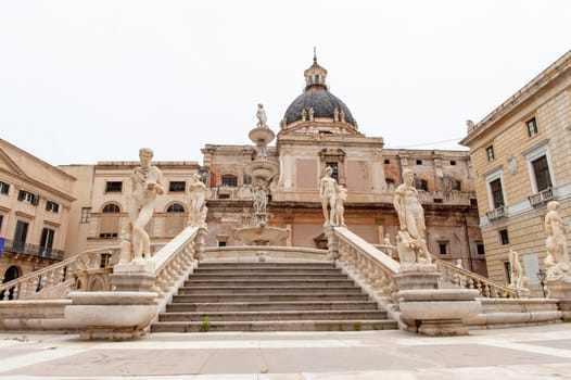 The Fontana Pretoria or better known as the Fountain of Shame in Palermo, Sicily, Italy