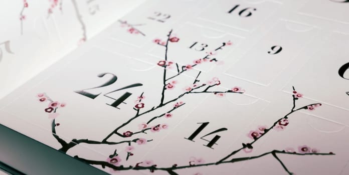 Advent calendar with numbers and with chocolate inside. Christmas concept box of chocolates.