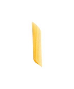 Italian penne rigate pasta isolated on white background