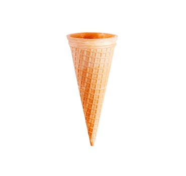 Empty ice cream cone isolated on white background.