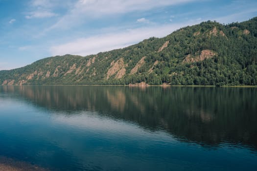 The beautiful summer view of Yenisei River, Russia, Siberia