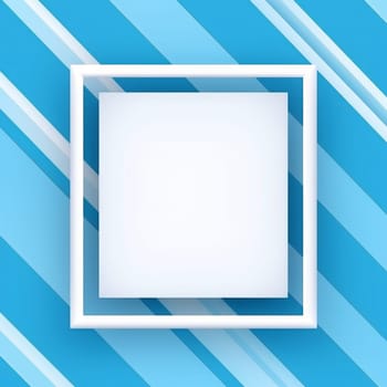 Frame illustration of diagonal stripes. Blue and white background. Empty space for text or picture. Square shape. Generated AI.