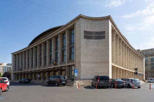 Bucharest, Romania. May 25, 2024. external view of the palace hall in the city center