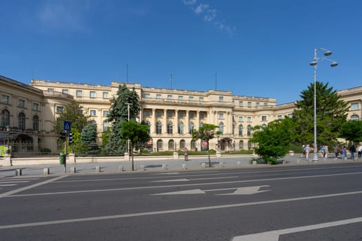 Bucharest, Romania. May 25, 2024. exterior view of the National Museum of Romanian Art in the city center