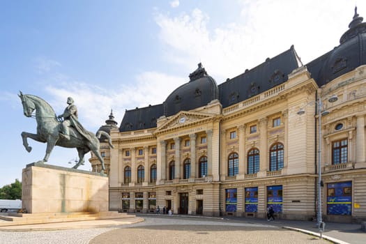 Bucharest, Romania. May 25, 2024. external view of the Carol I University Foundation building in the city center