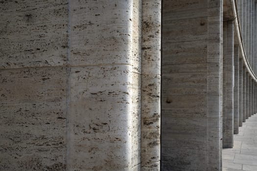 Bucharest, Romania. May 25, 2024. external view of the palace hall colonnade in the city center