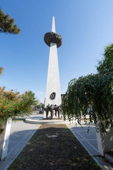 Bucharest, Romania. May 25, 2024. view of the Rebirth Memorial in the city center