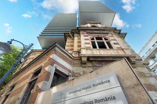 Bucharest, Romania. May 25, 2024. Exterior view of the Universal Music Record Company building in the city center