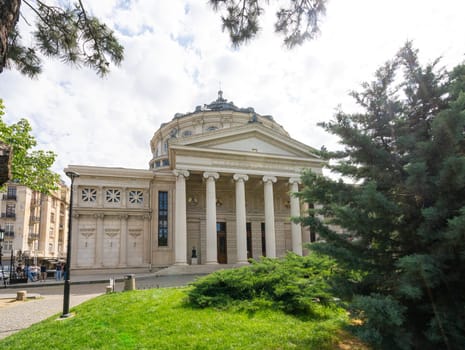 Bucharest, Romania. May 25, 2024. External view of the Romanian Athenaeum in the city center
