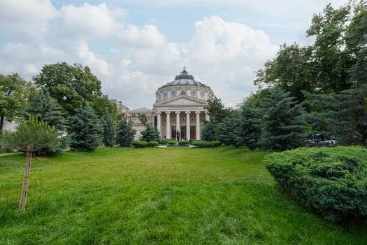 Bucharest, Romania. May 25, 2024. External view of the Romanian Athenaeum in the city center