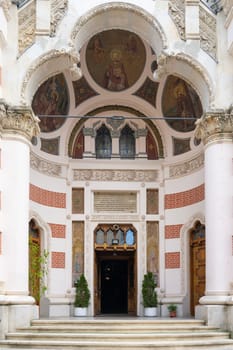 Bucharest, Romania. May 25, 2024. External view of Amzei Church in the city center
