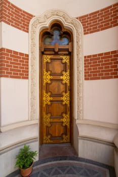 Bucharest, Romania. May 25, 2024. the door entrance of Amzei Church in the city center
