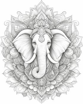 Coloring book for kids, animal coloring, elephant. Selective focus.