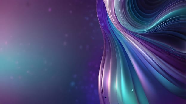 Abstract holographic iridescent purple and turquoise liquid metal texture background. Colorful abstract gleaming fluid material.