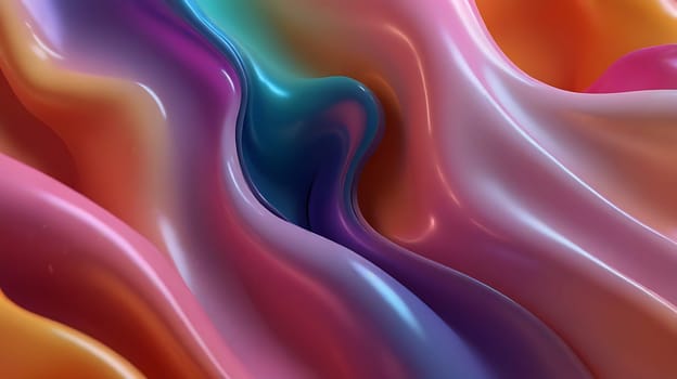 Abstract holographic iridescent rainbow colored liquid metal texture background. Colorful abstract gleaming fluid material.