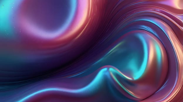 Abstract holographic iridescent rainbow colored liquid metal texture background. Colorful abstract gleaming fluid material.