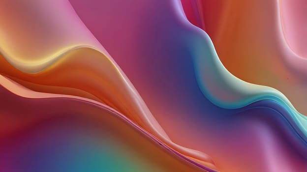 Abstract holographic iridescent rainbow colored liquid metal texture background. Colorful abstract gleaming fluid material.