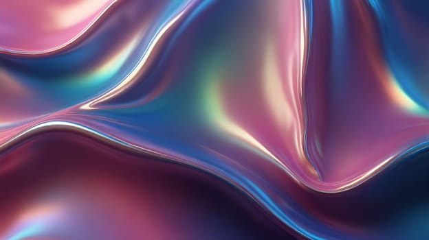 Abstract holographic iridescent rainbow colored liquid metal texture background. Colorful abstract gleaming fluid material.