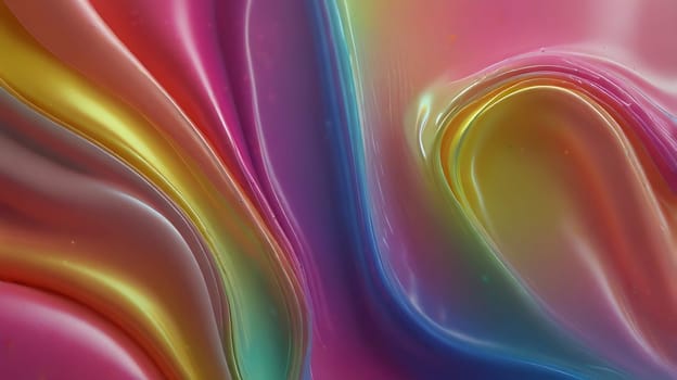 Abstract holographic iridescent rainbow colored liquid metal texture background. Colorful abstract gleaming fluid material.