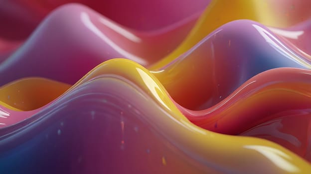 Abstract holographic iridescent rainbow colored liquid metal texture background. Colorful abstract gleaming fluid material.