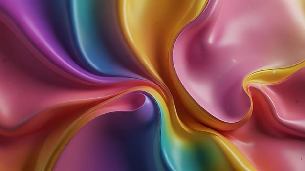 Abstract holographic iridescent rainbow colored liquid metal texture background. Colorful abstract gleaming fluid material.