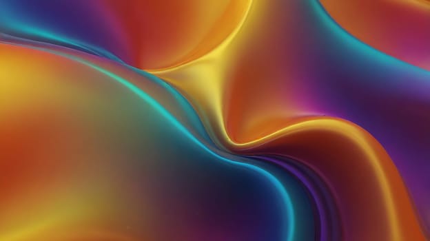 Abstract holographic iridescent vibrant rainbow colored liquid metal texture background. Colorful abstract gleaming fluid material.