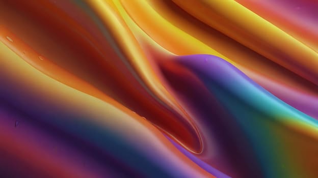 Abstract holographic iridescent vibrant rainbow colored liquid metal texture background. Colorful abstract gleaming fluid material.