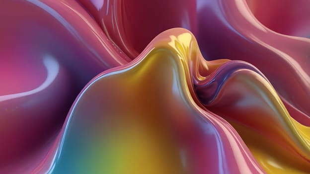 Abstract holographic iridescent rainbow colored liquid metal texture background. Colorful abstract gleaming fluid material.