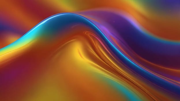 Abstract holographic iridescent vibrant rainbow colored liquid metal texture background. Colorful abstract gleaming fluid material.