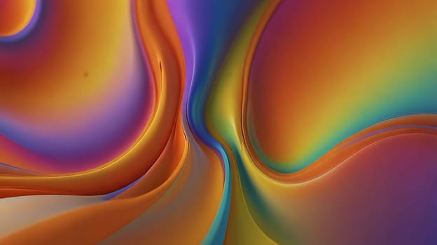 Abstract holographic iridescent vibrant rainbow colored liquid metal texture background. Colorful abstract gleaming fluid material.