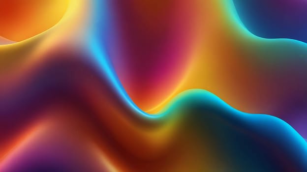 Abstract holographic iridescent vibrant rainbow colored liquid metal texture background. Colorful abstract gleaming fluid material.