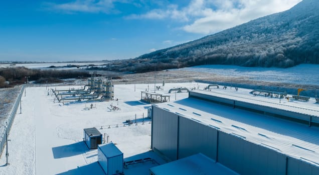 Gas metering station in eastern europe in winter.