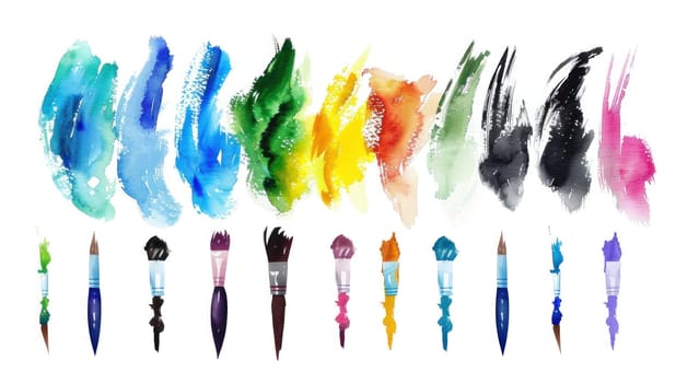 Watercolor brushes set for art illustration | professional paint supplies for creative projects and designs