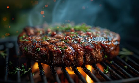 Pieces of meat cooked on the grill. Selective focus