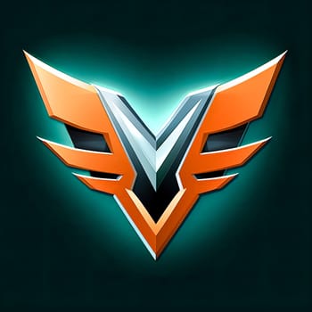 A logo with a V on it and orange wings. The logo is designed to look like a bird with wings