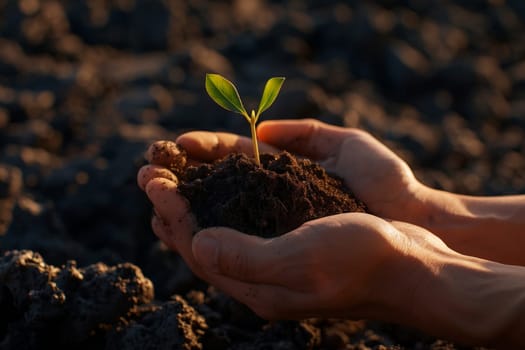 plant in the hands, concept eco earth day,.