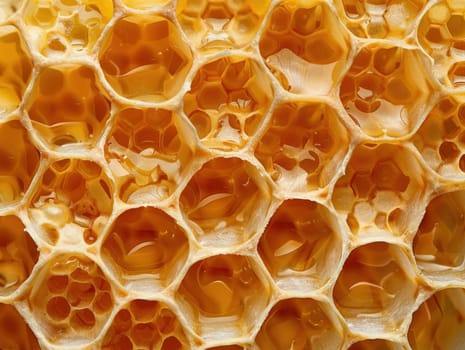 Closeup of vibrant honeycomb with fresh honey, ideal for medical and beautythemed design concepts