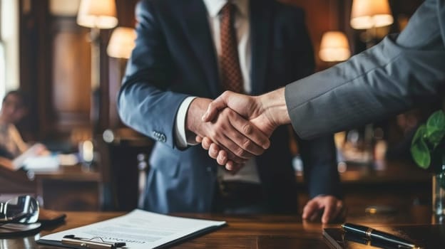 Close up business people handshake. Partner and business success concept.