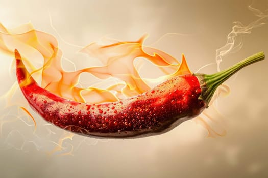 An image showing a red chili pepper surrounded by flames, symbolizing its spicy nature and common use in cooking