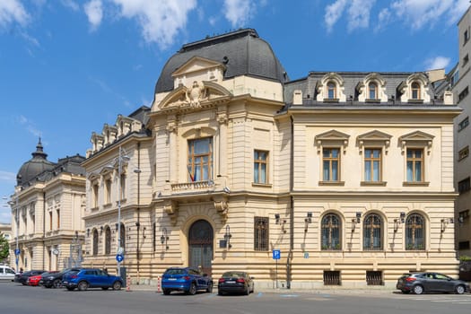 Bucharest, Romania. May 25, 2024. external view of the central university library building in the city center