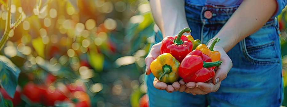 Harvest in the hands of a woman in the garden. Selective focus. nature.