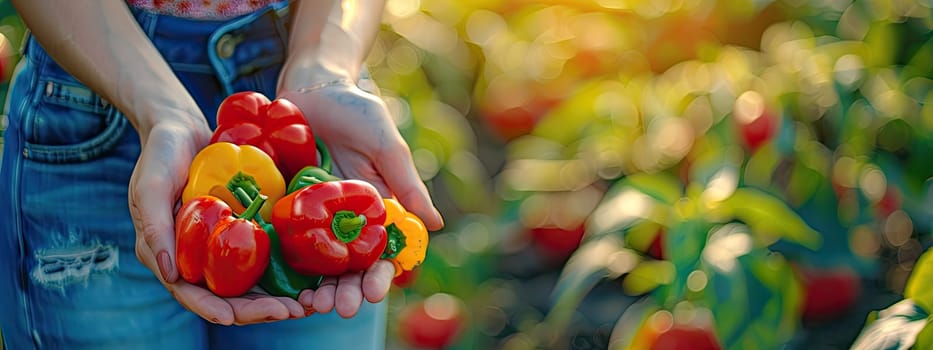 Harvest in the hands of a woman in the garden. Selective focus. nature.