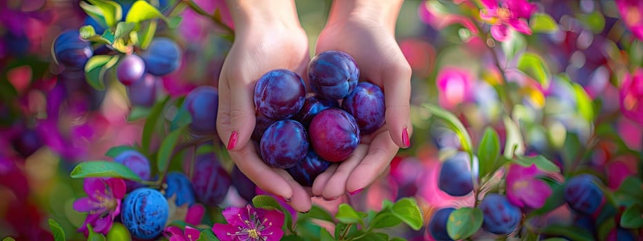 Harvest in the hands of a woman in the garden. Selective focus. nature.