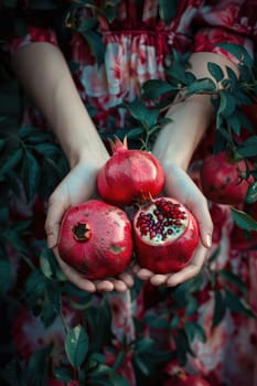 Harvest in the hands of a woman in the garden. Selective focus. nature.