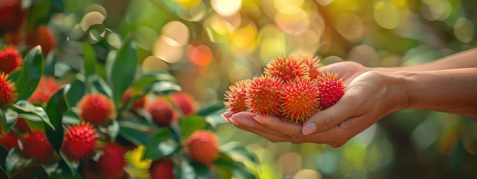 Harvest in the hands of a woman in the garden. Selective focus. nature.