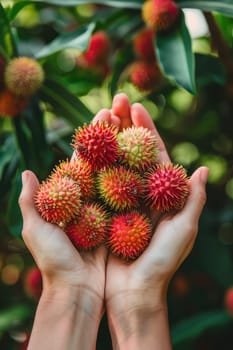 Harvest in the hands of a woman in the garden. Selective focus. nature.